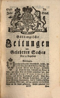 Göttingische Zeitungen von gelehrten Sachen Freitag 15. August 1749