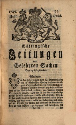 Göttingische Zeitungen von gelehrten Sachen Donnerstag 25. September 1749