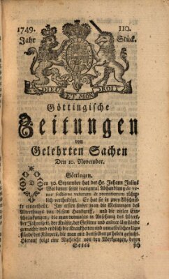 Göttingische Zeitungen von gelehrten Sachen Montag 10. November 1749