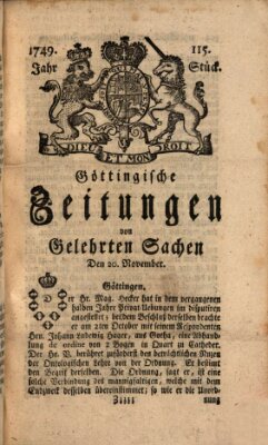 Göttingische Zeitungen von gelehrten Sachen Donnerstag 20. November 1749