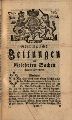 Göttingische Zeitungen von gelehrten Sachen Montag 8. Dezember 1749