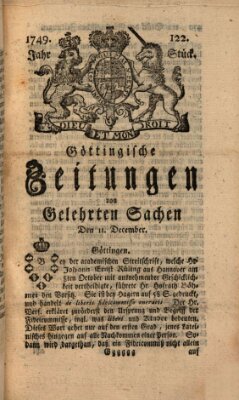 Göttingische Zeitungen von gelehrten Sachen Donnerstag 11. Dezember 1749