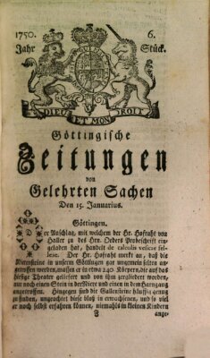 Göttingische Zeitungen von gelehrten Sachen Donnerstag 15. Januar 1750