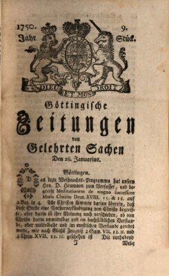 Göttingische Zeitungen von gelehrten Sachen Montag 26. Januar 1750