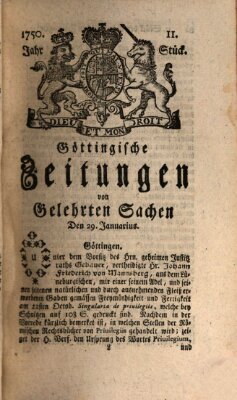 Göttingische Zeitungen von gelehrten Sachen Donnerstag 29. Januar 1750