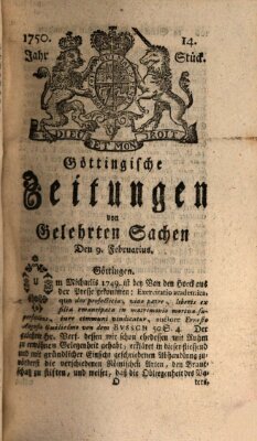 Göttingische Zeitungen von gelehrten Sachen Montag 9. Februar 1750