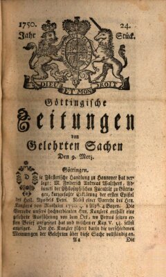 Göttingische Zeitungen von gelehrten Sachen Montag 9. März 1750