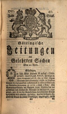 Göttingische Zeitungen von gelehrten Sachen Montag 20. April 1750