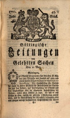 Göttingische Zeitungen von gelehrten Sachen Montag 11. Mai 1750