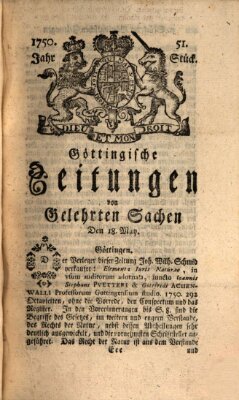 Göttingische Zeitungen von gelehrten Sachen Montag 18. Mai 1750