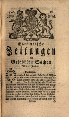 Göttingische Zeitungen von gelehrten Sachen Donnerstag 4. Juni 1750