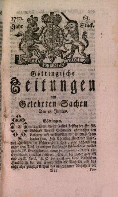 Göttingische Zeitungen von gelehrten Sachen Donnerstag 18. Juni 1750