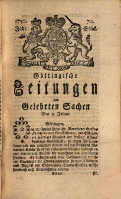 Göttingische Zeitungen von gelehrten Sachen Donnerstag 9. Juli 1750