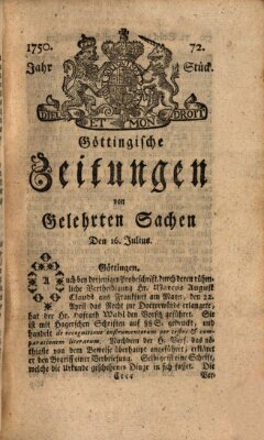 Göttingische Zeitungen von gelehrten Sachen Donnerstag 16. Juli 1750