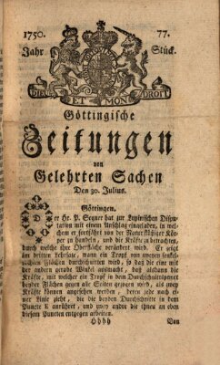 Göttingische Zeitungen von gelehrten Sachen Donnerstag 30. Juli 1750