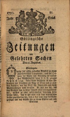 Göttingische Zeitungen von gelehrten Sachen Montag 10. August 1750