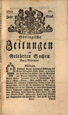 Göttingische Zeitungen von gelehrten Sachen Donnerstag 3. September 1750