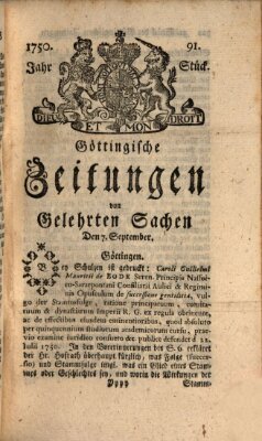 Göttingische Zeitungen von gelehrten Sachen Montag 7. September 1750