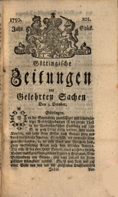 Göttingische Zeitungen von gelehrten Sachen Montag 5. Oktober 1750