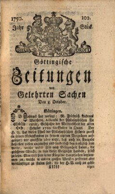 Göttingische Zeitungen von gelehrten Sachen Donnerstag 8. Oktober 1750