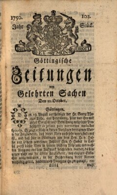 Göttingische Zeitungen von gelehrten Sachen Montag 12. Oktober 1750