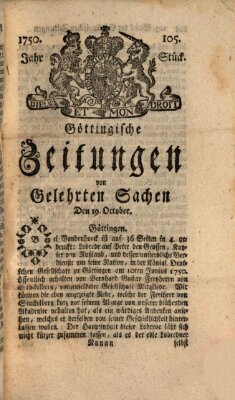 Göttingische Zeitungen von gelehrten Sachen Montag 19. Oktober 1750