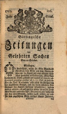 Göttingische Zeitungen von gelehrten Sachen Donnerstag 22. Oktober 1750