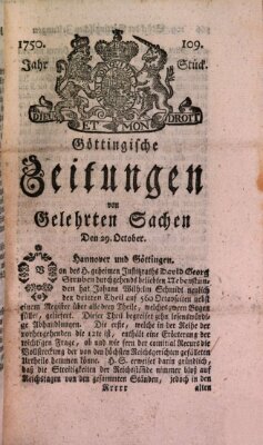 Göttingische Zeitungen von gelehrten Sachen Donnerstag 29. Oktober 1750