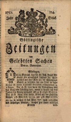 Göttingische Zeitungen von gelehrten Sachen Donnerstag 12. November 1750