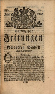 Göttingische Zeitungen von gelehrten Sachen Montag 16. November 1750