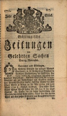 Göttingische Zeitungen von gelehrten Sachen Donnerstag 19. November 1750