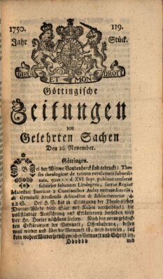 Göttingische Zeitungen von gelehrten Sachen Donnerstag 26. November 1750