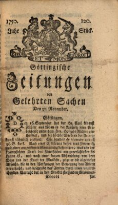 Göttingische Zeitungen von gelehrten Sachen Montag 30. November 1750