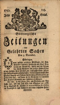 Göttingische Zeitungen von gelehrten Sachen Donnerstag 3. Dezember 1750