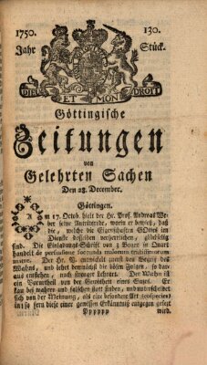 Göttingische Zeitungen von gelehrten Sachen Montag 28. Dezember 1750