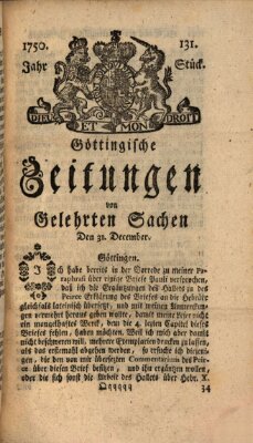 Göttingische Zeitungen von gelehrten Sachen Donnerstag 31. Dezember 1750