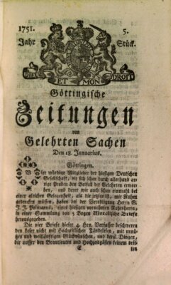 Göttingische Zeitungen von gelehrten Sachen Montag 18. Januar 1751