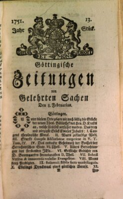 Göttingische Zeitungen von gelehrten Sachen Montag 8. Februar 1751