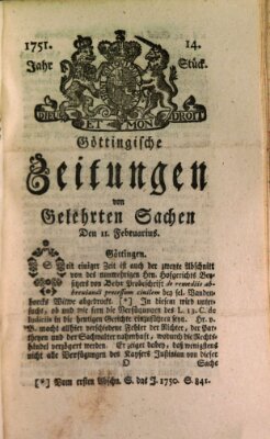 Göttingische Zeitungen von gelehrten Sachen Donnerstag 11. Februar 1751