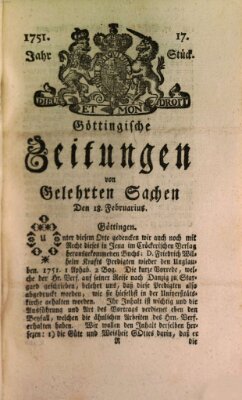 Göttingische Zeitungen von gelehrten Sachen Donnerstag 18. Februar 1751