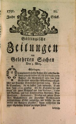 Göttingische Zeitungen von gelehrten Sachen Montag 1. März 1751