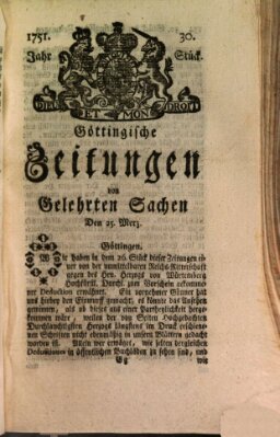 Göttingische Zeitungen von gelehrten Sachen Donnerstag 25. März 1751