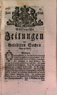 Göttingische Zeitungen von gelehrten Sachen Donnerstag 29. April 1751