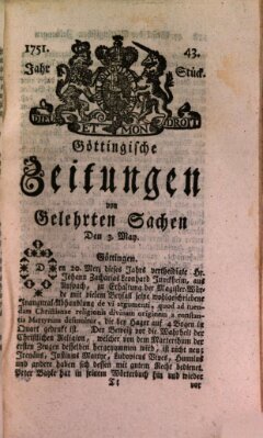 Göttingische Zeitungen von gelehrten Sachen Montag 3. Mai 1751