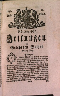 Göttingische Zeitungen von gelehrten Sachen Donnerstag 27. Mai 1751