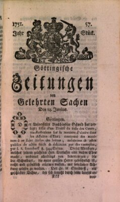 Göttingische Zeitungen von gelehrten Sachen Montag 14. Juni 1751