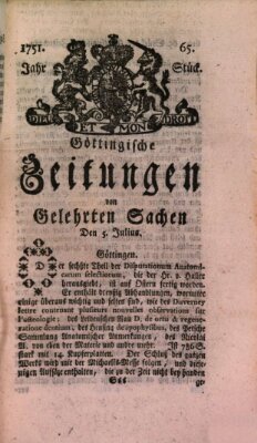 Göttingische Zeitungen von gelehrten Sachen Montag 5. Juli 1751