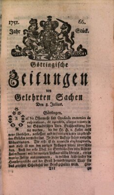 Göttingische Zeitungen von gelehrten Sachen Donnerstag 8. Juli 1751