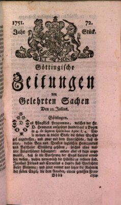 Göttingische Zeitungen von gelehrten Sachen Donnerstag 22. Juli 1751