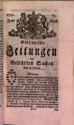 Göttingische Zeitungen von gelehrten Sachen Montag 26. Juli 1751